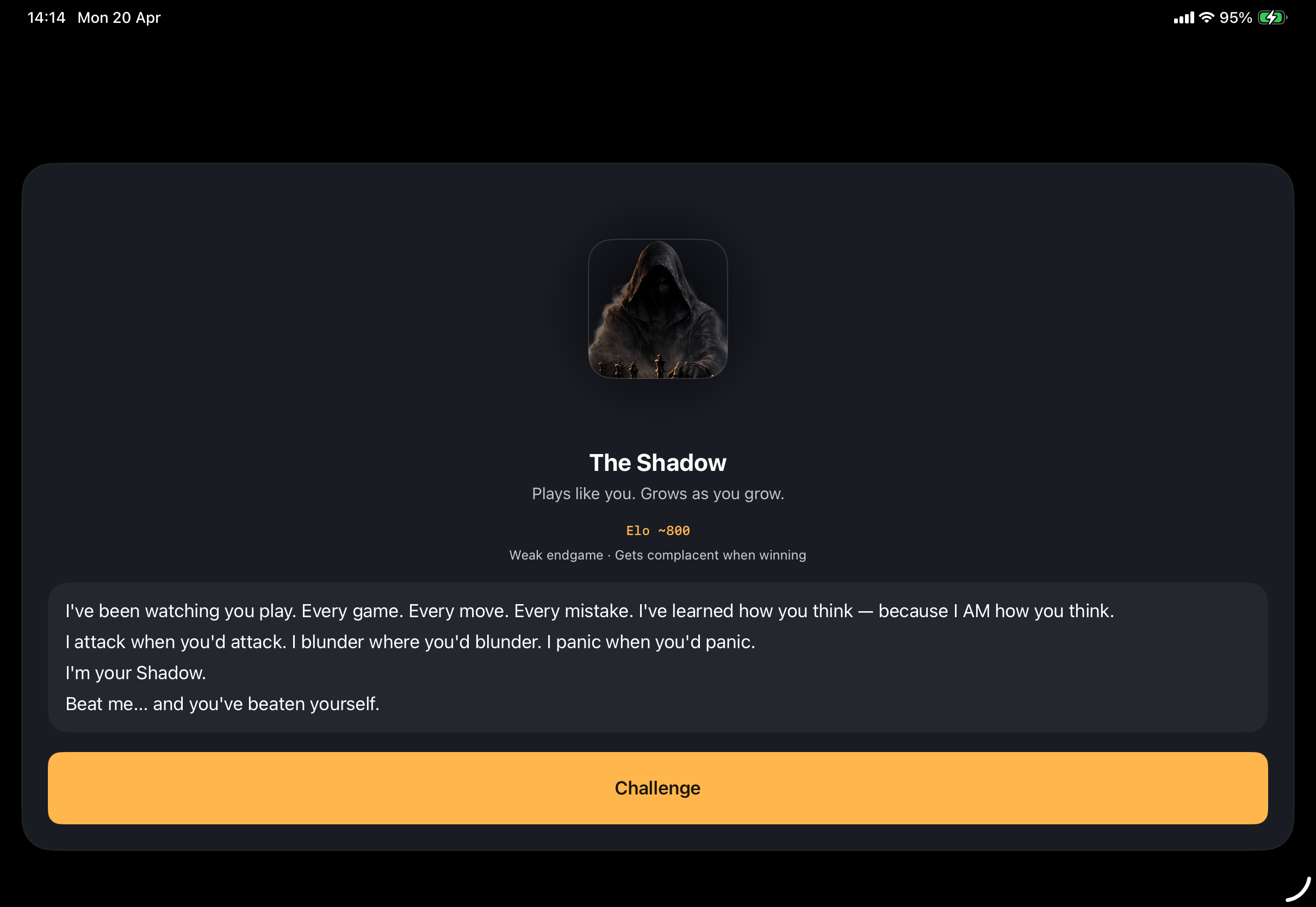 Shadow Reveal view showing checkpoint timeline — play yourself from months ago and see how far you have come